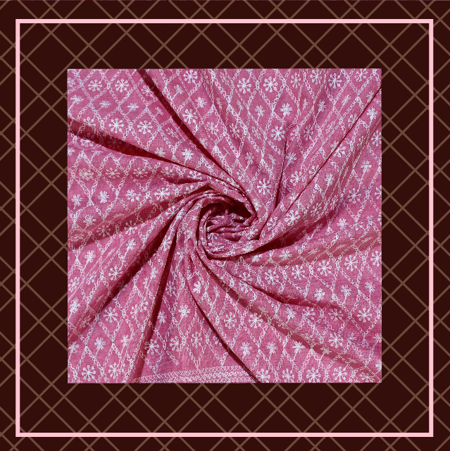 Lucknawi Thread Work On Cotton Fabric