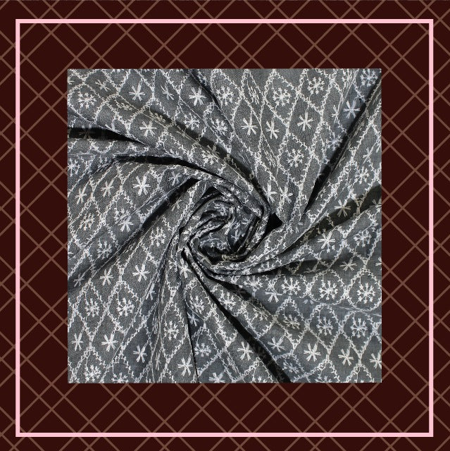 Lucknawi Thread Work On Cotton Fabric