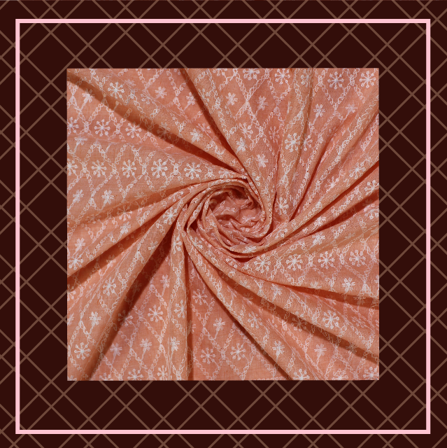 Lucknawi Thread Work On Cotton Fabric