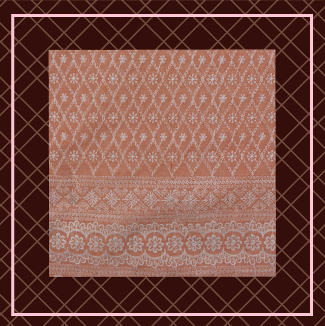 Lucknawi Thread Work On Cotton Fabric