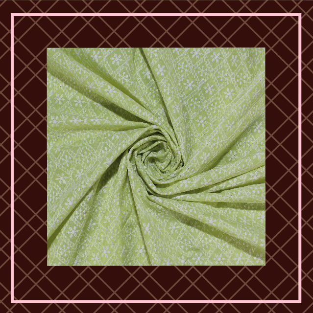 Lucknawi Thread Work On Cotton Fabric