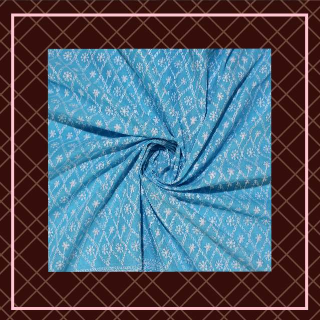 Lucknawi Thread Work On Cotton Fabric