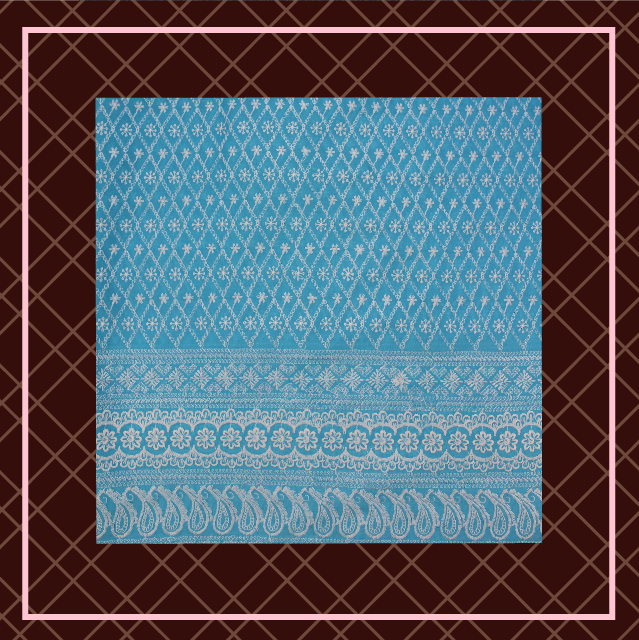 Lucknawi Thread Work On Cotton Fabric