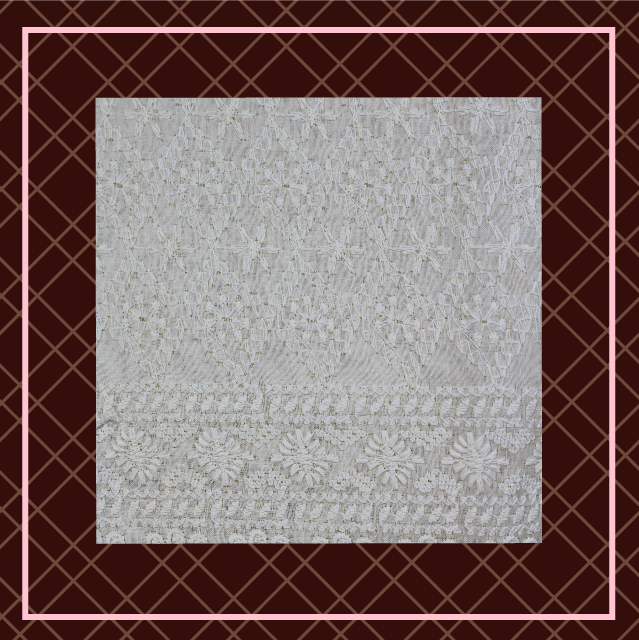 Lucknawi Thread Work On Cotton Fabric