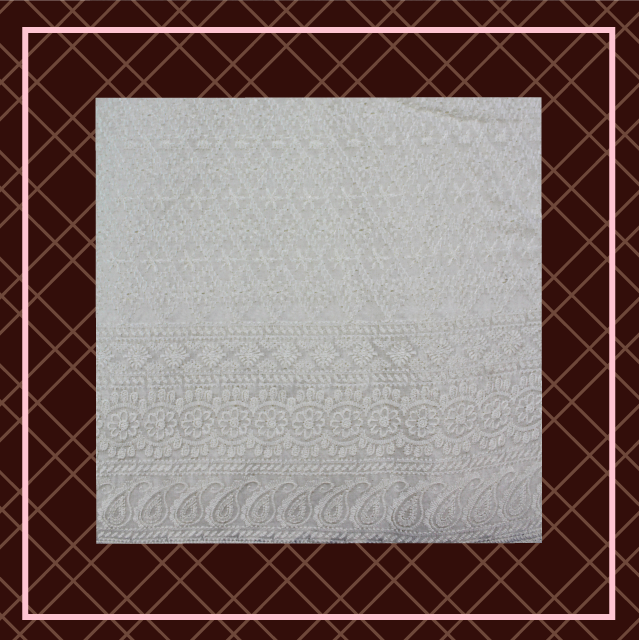 Lucknawi Thread Work On Cotton Fabric