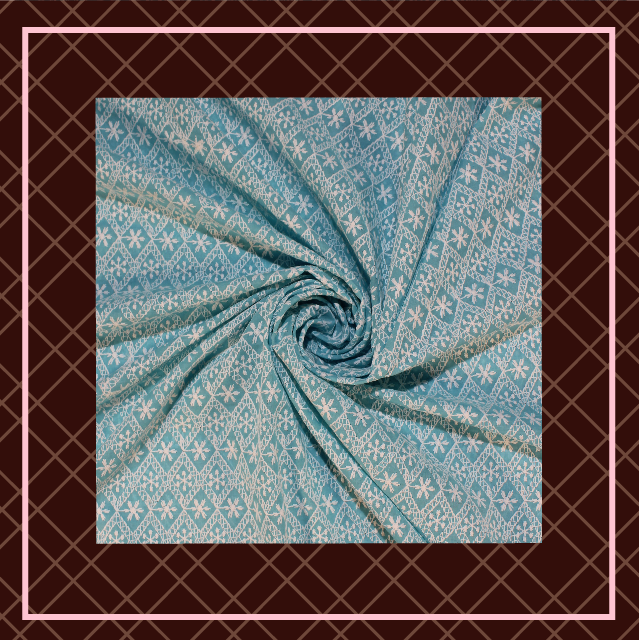 Lucknawi Thread Work On Cotton Fabric