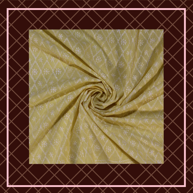 Lucknawi Thread Work On Cotton Fabric