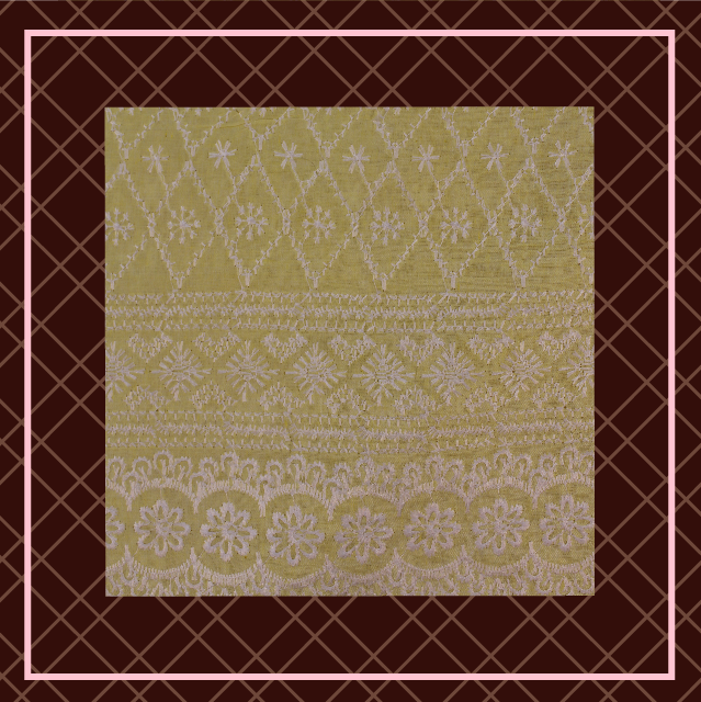Lucknawi Thread Work On Cotton Fabric