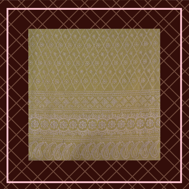 Lucknawi Thread Work On Cotton Fabric