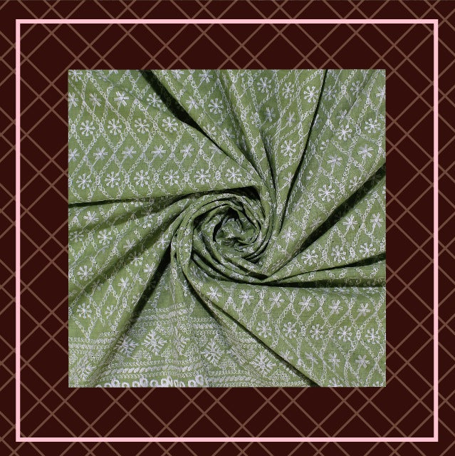Lucknawi Thread Work On Cotton Fabric