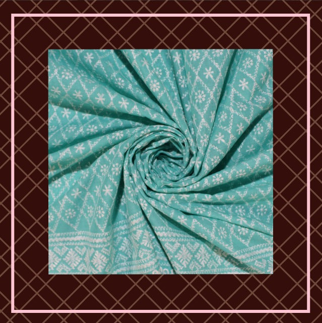 Lucknawi Thread Work On Cotton Fabric