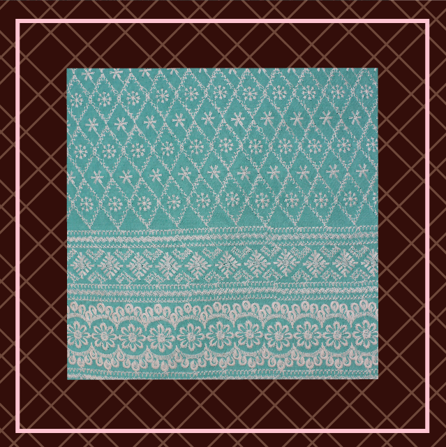 Lucknawi Thread Work On Cotton Fabric