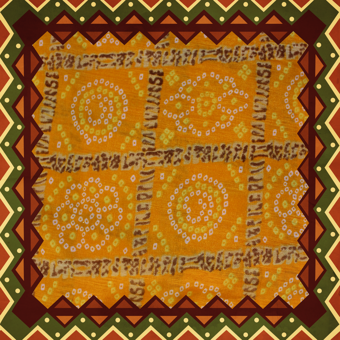 Japanese Chinnon Bandhani Print Fabric (FW-44}