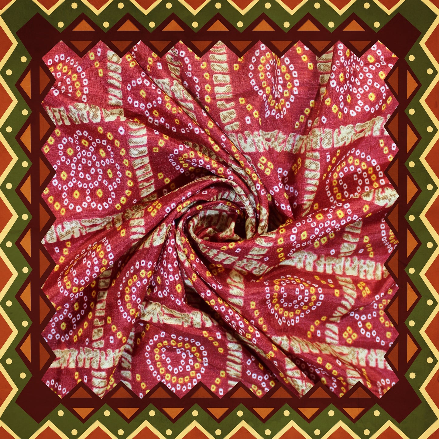 Japanese Chinnon Bandhani Print Fabric (FW-44}