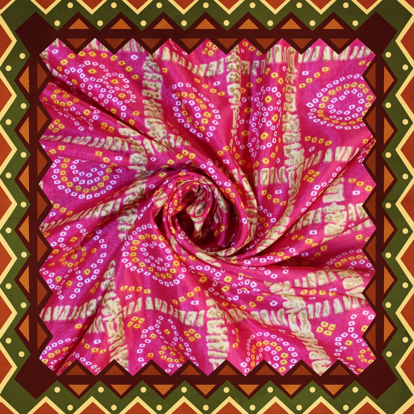 Japanese Chinnon Bandhani Print Fabric (FW-44}