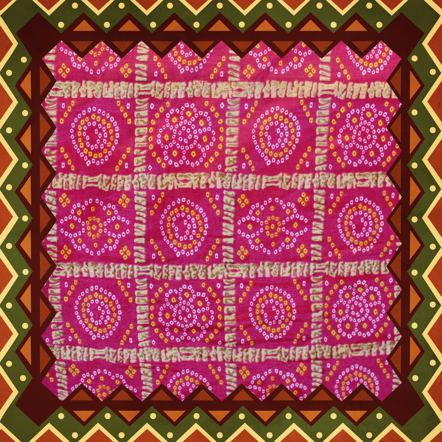 Japanese Chinnon Bandhani Print Fabric (FW-44}