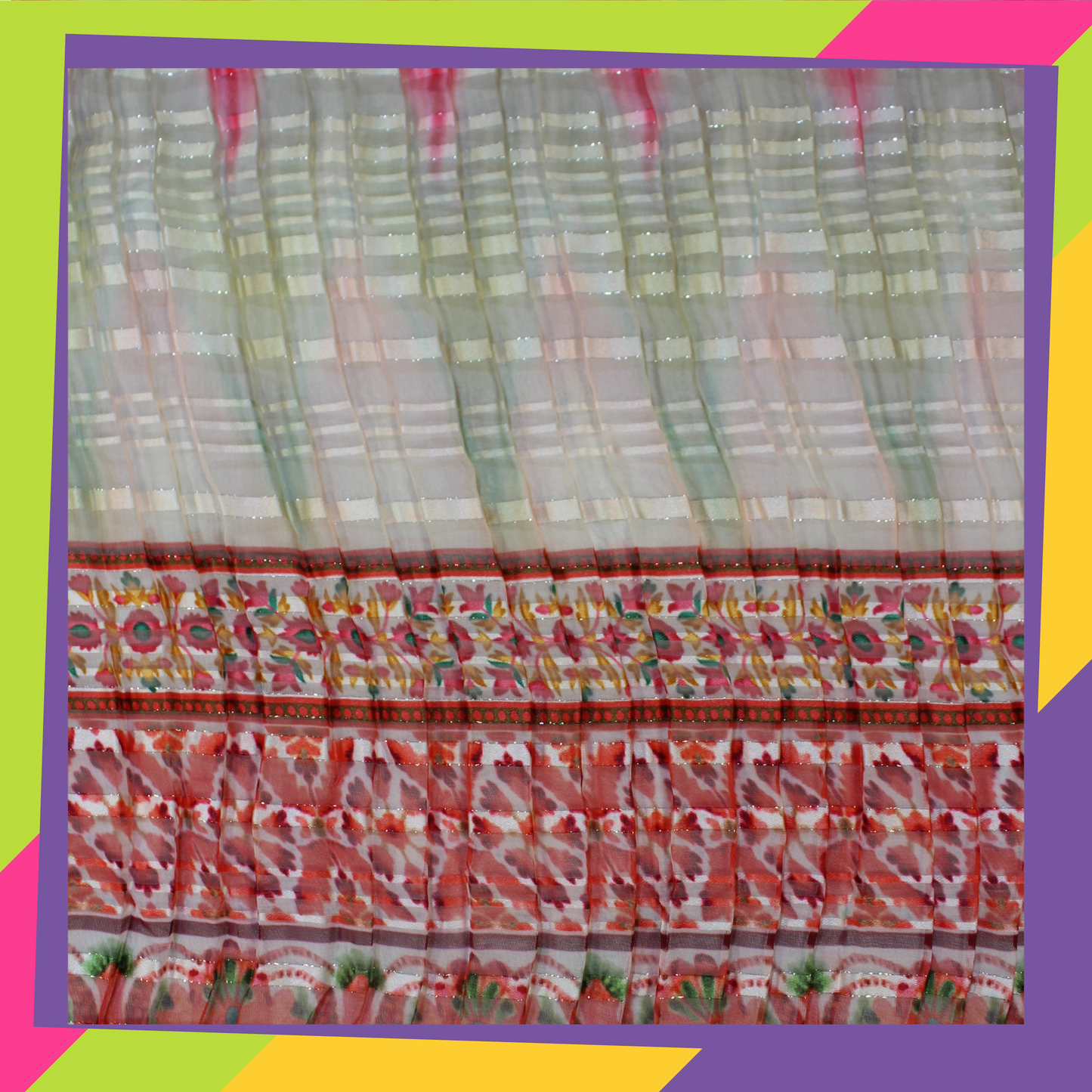 Digital Print On Lurex Satin Georgette Fabric (FW-44")