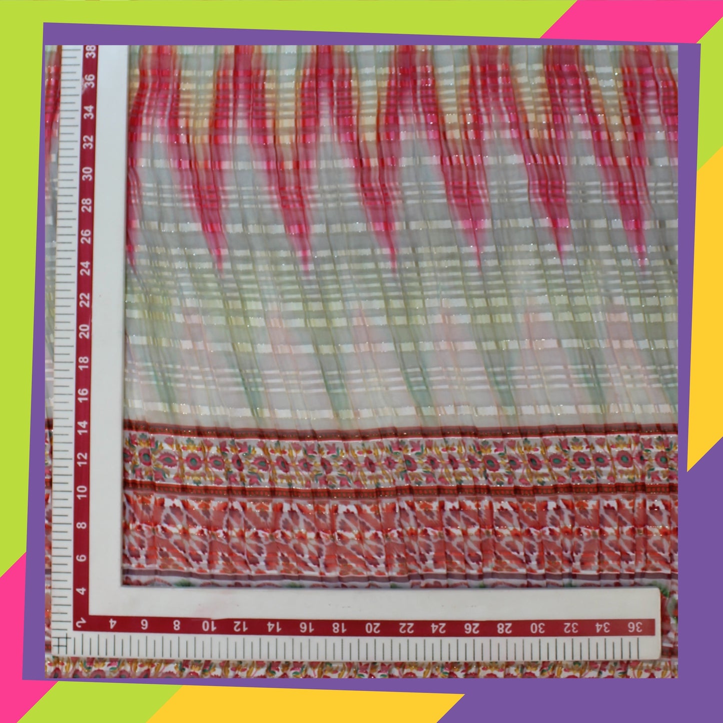 Digital Print On Lurex Satin Georgette Fabric (FW-44")