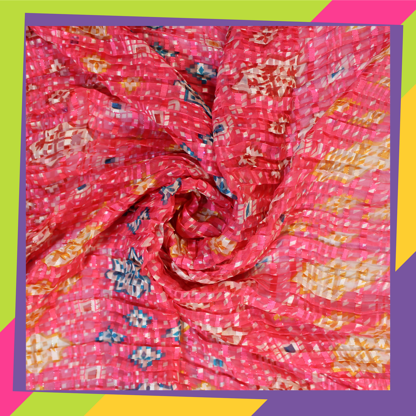 Digital Print On Lurex Satin Georgette Fabric (FW-44")