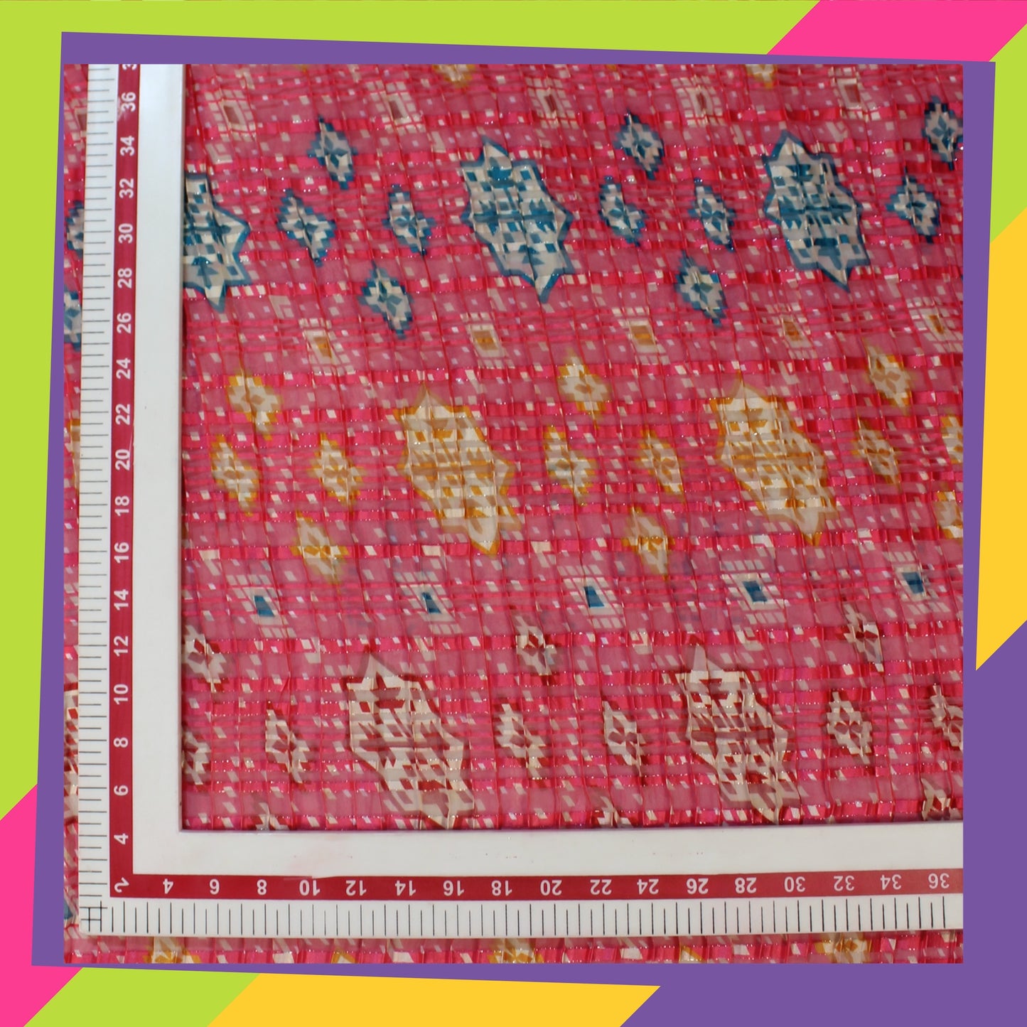 Digital Print On Lurex Satin Georgette Fabric (FW-44")