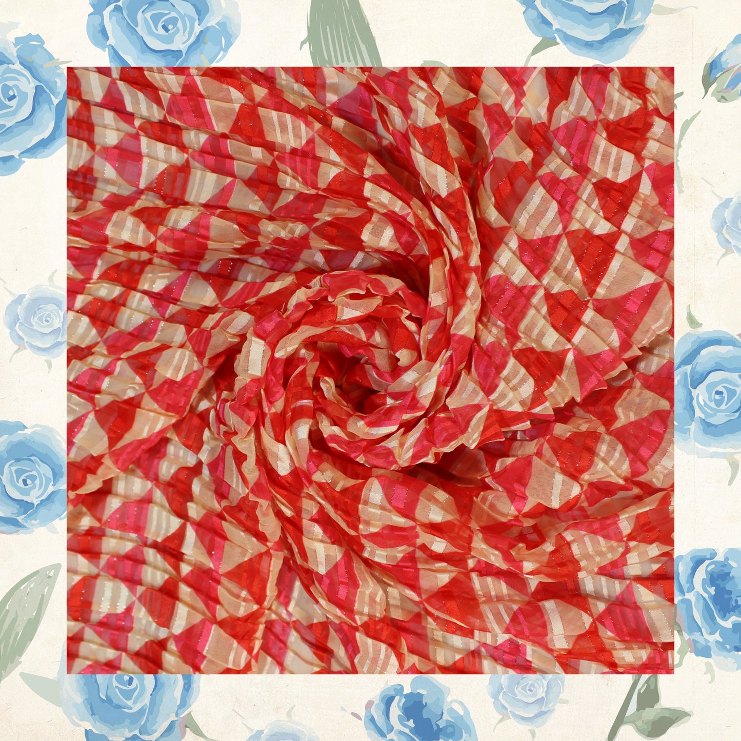 Digital Print On Lurex Satin Georgette Fabric (FW-44")