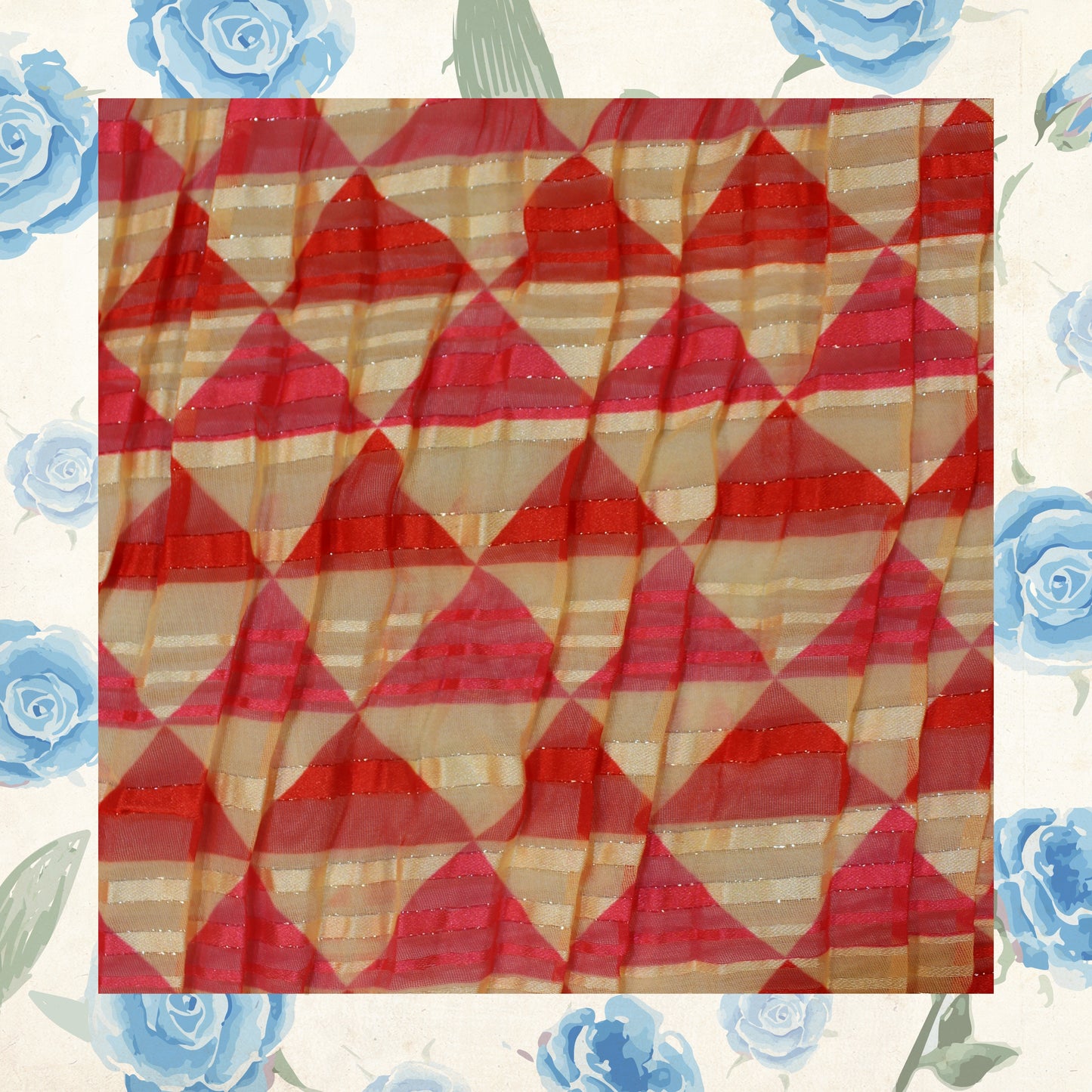 Digital Print On Lurex Satin Georgette Fabric (FW-44")