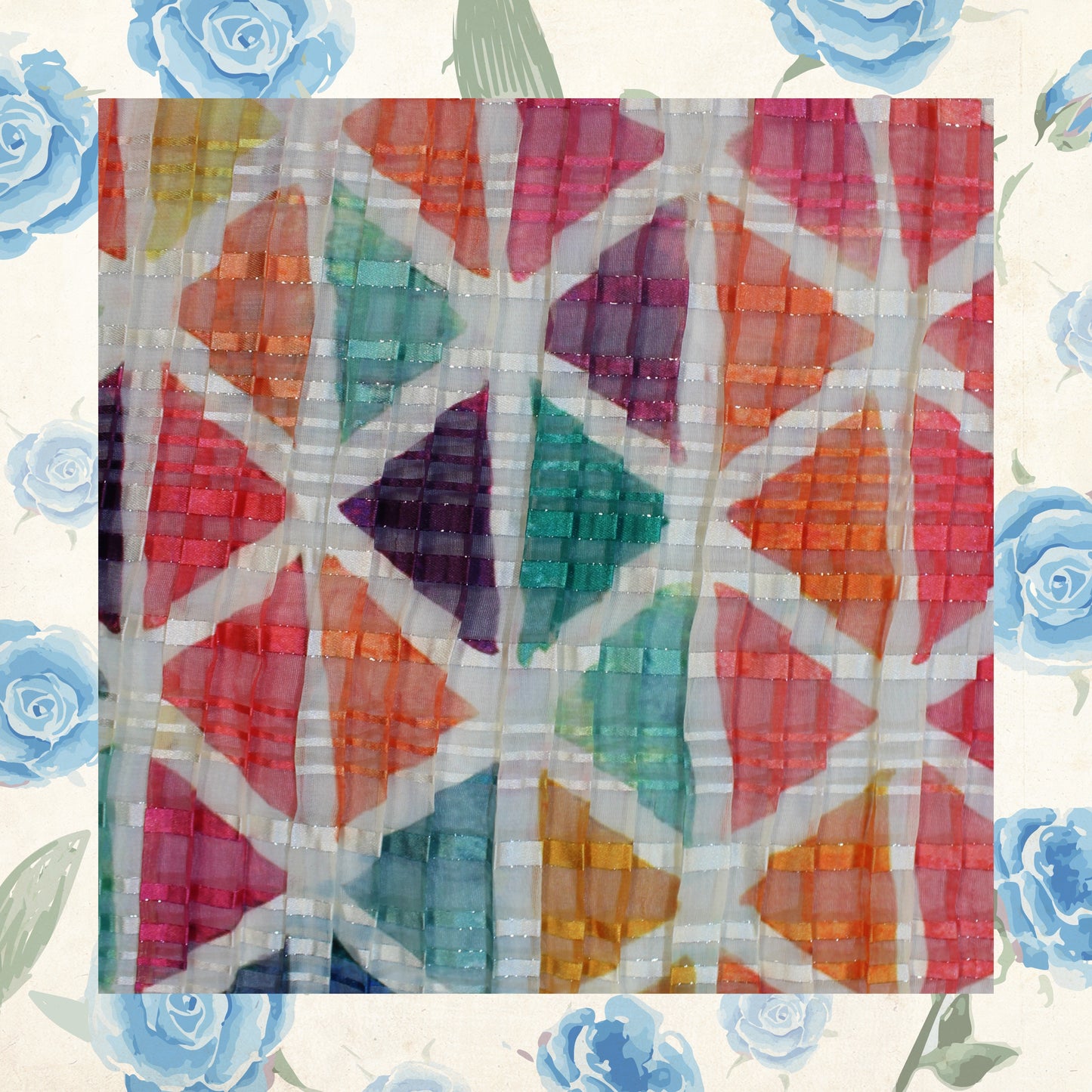 Digital Print On Lurex Satin Georgette Fabric (FW-44")
