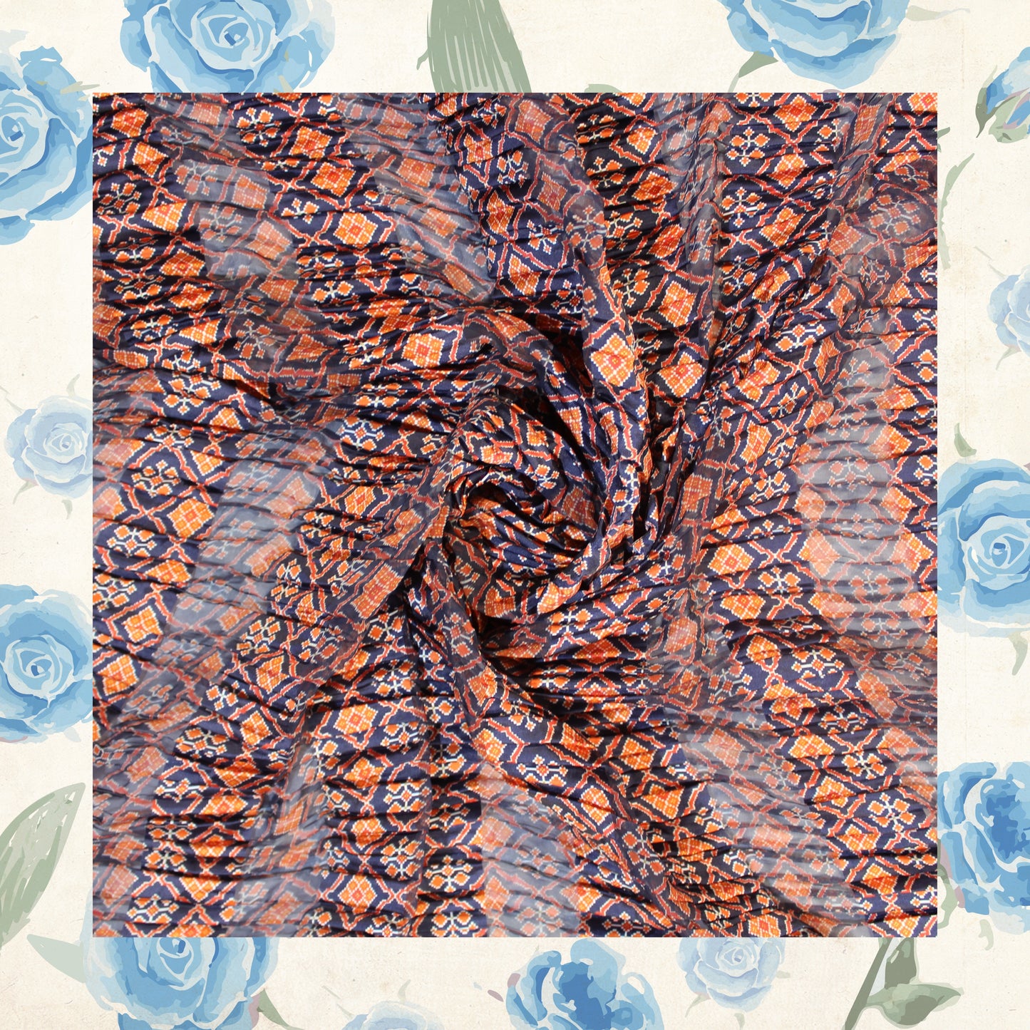 Digital Print On Lurex Satin Georgette Fabric (FW-44")