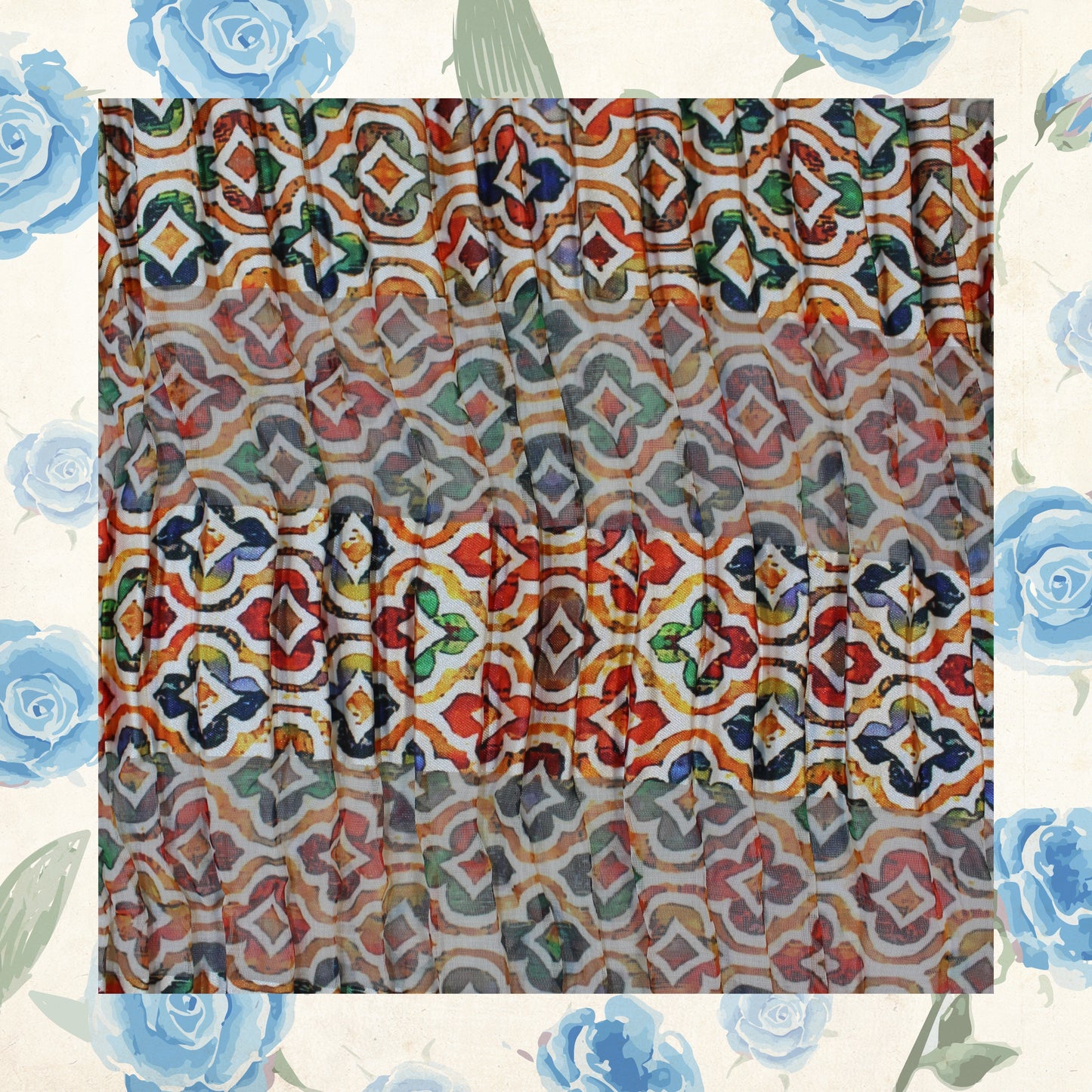 Digital Print On Lurex Satin Georgette Fabric (FW-44")