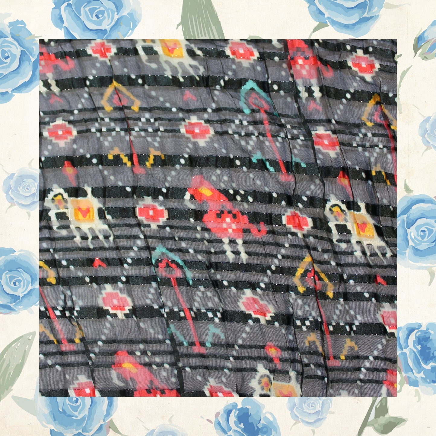 Digital Print On Lurex Satin Georgette Fabric (FW-44")