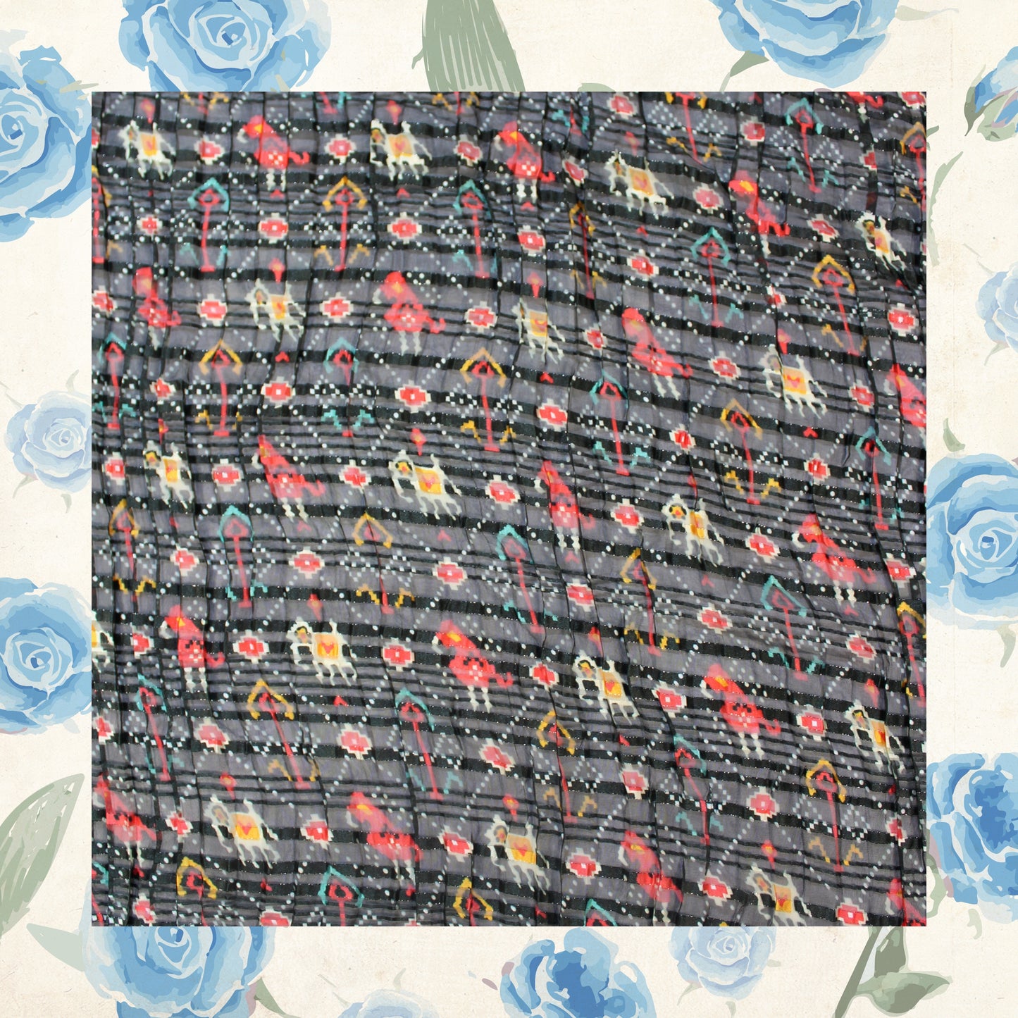 Digital Print On Lurex Satin Georgette Fabric (FW-44")
