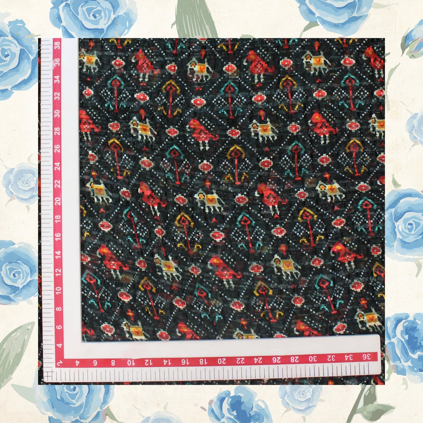 Digital Print On Lurex Satin Georgette Fabric (FW-44")