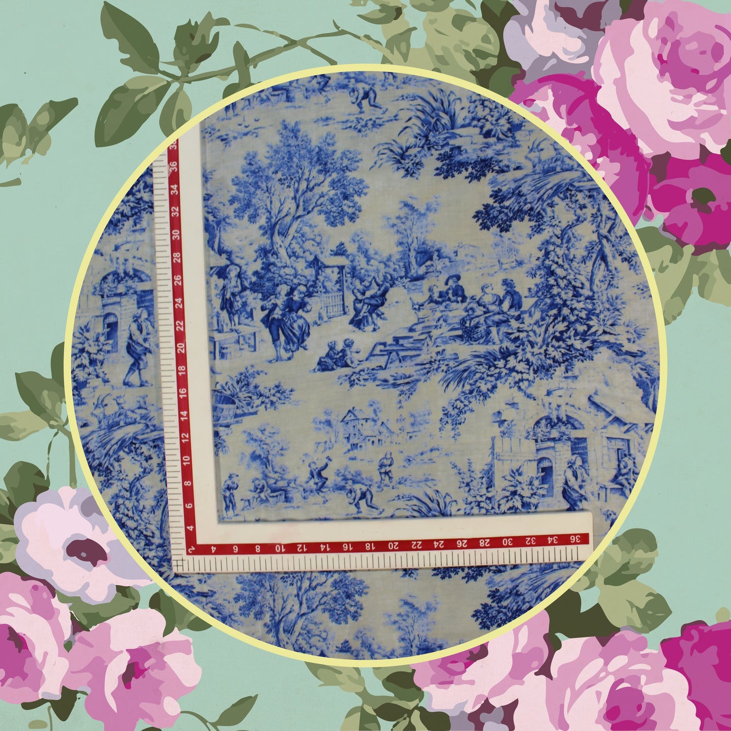 Mulmul Cotton Digital Printed Fabric (FW-44")