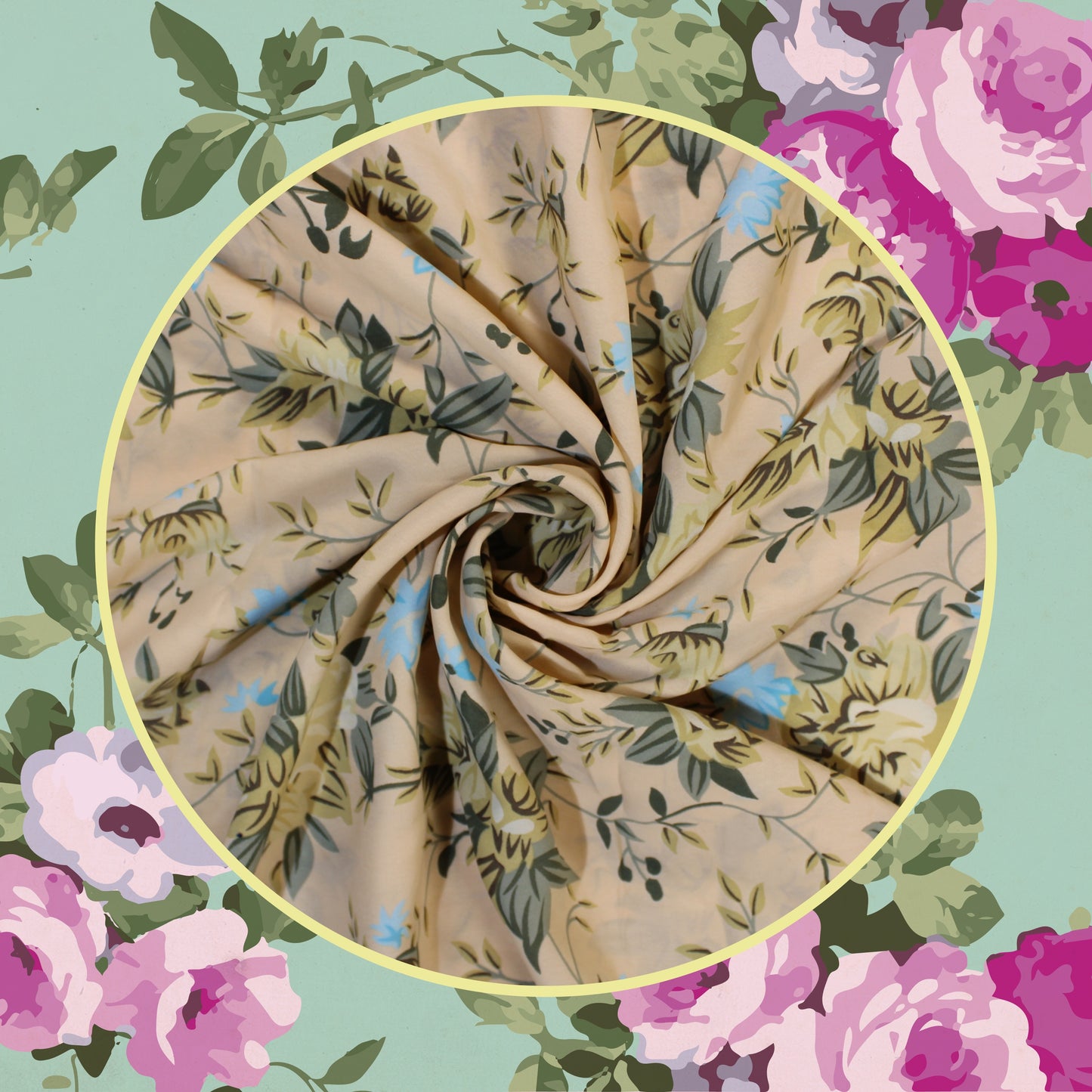 Flower Digital Print On Georgette (FW-56")