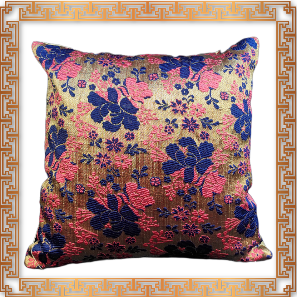 Beautiful Zari Flower Broket Multi Color Sofa Cushion Cover