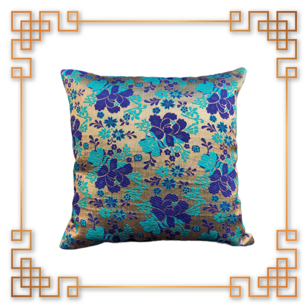 Beautiful Zari Flower Broket Multi Color Sofa Cushion Cover
