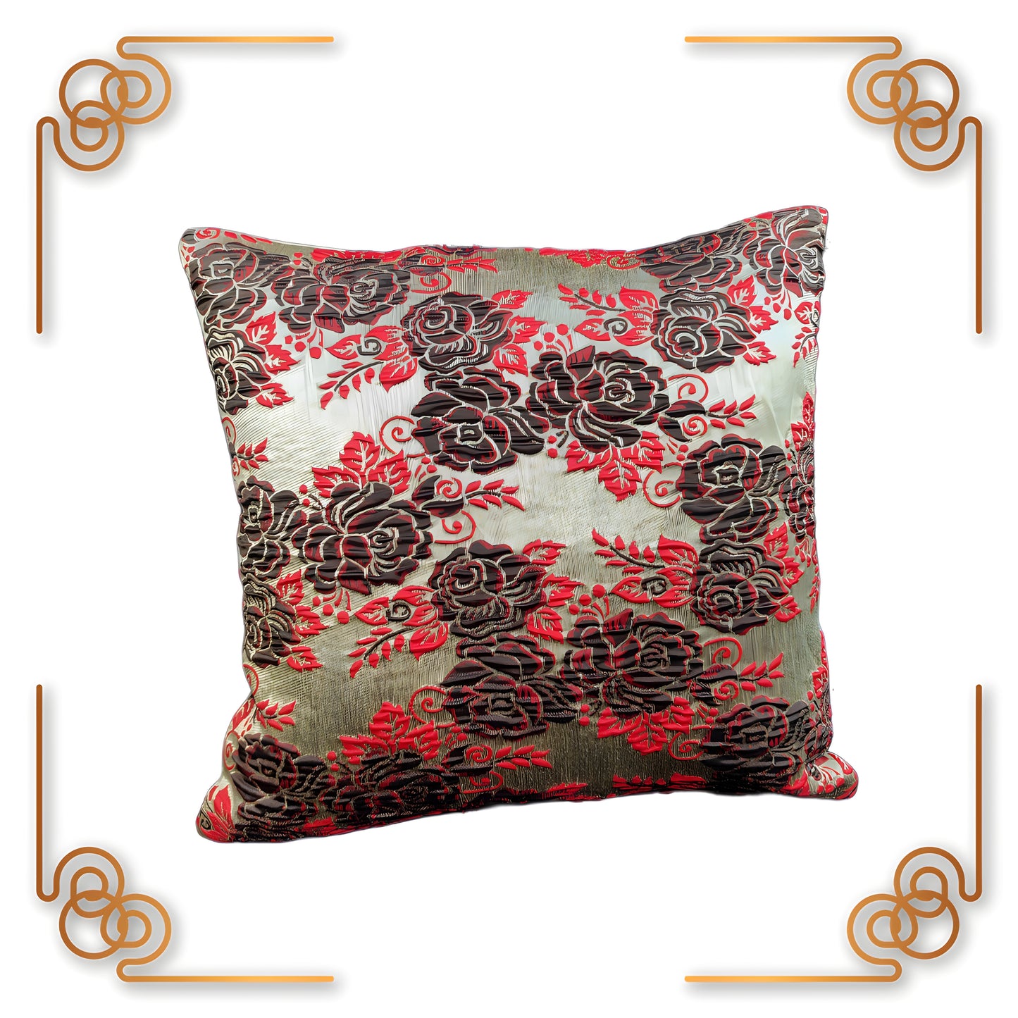 Beautiful Zari Flower Broket Sofa Cushion Cover