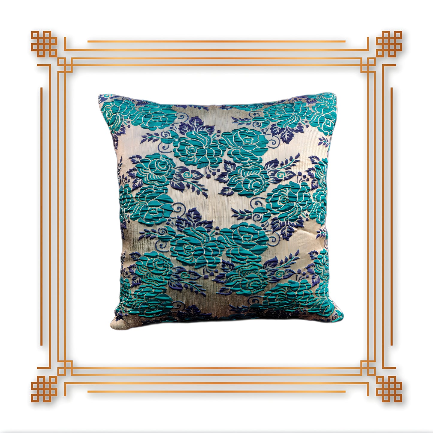 Zari Flower Multi Color Premium Sofa Cushion Cover