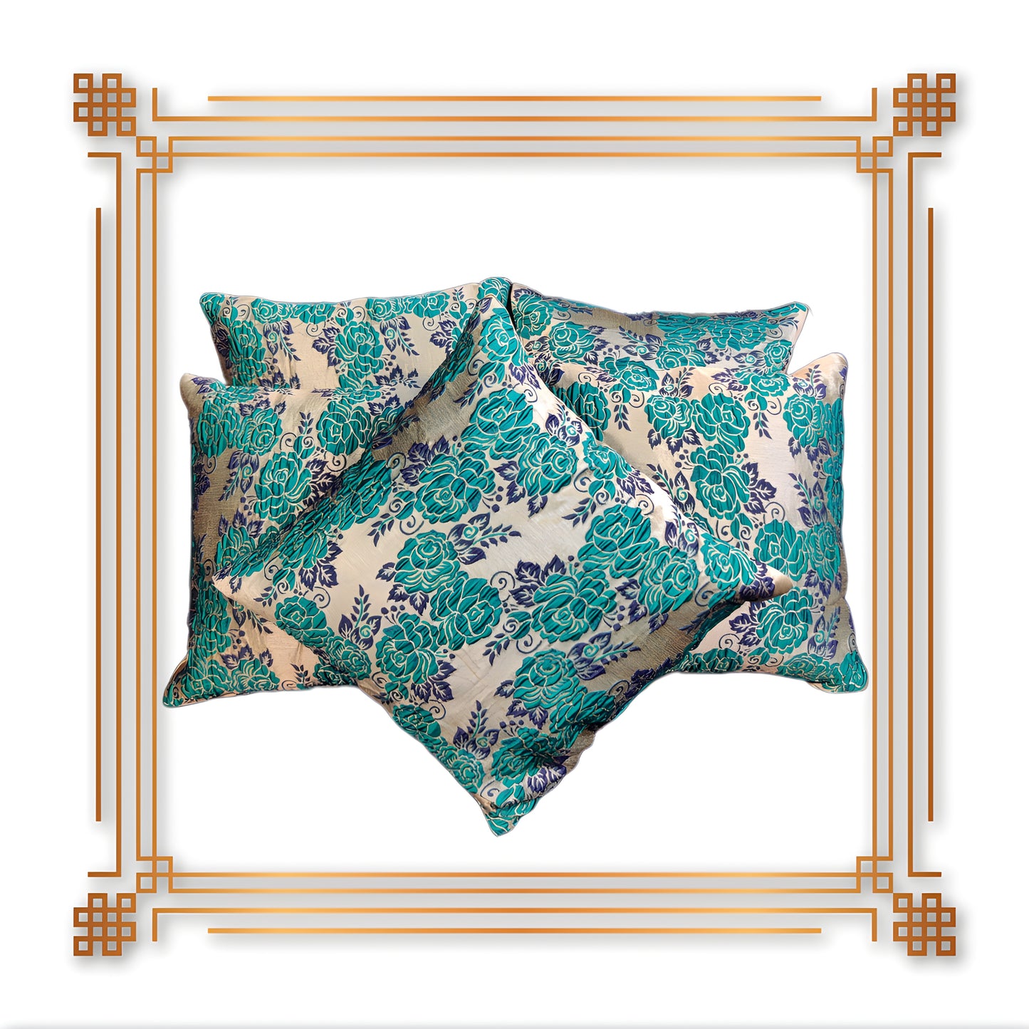 Beautiful Zari Flower Broket Sofa Cushion Cover