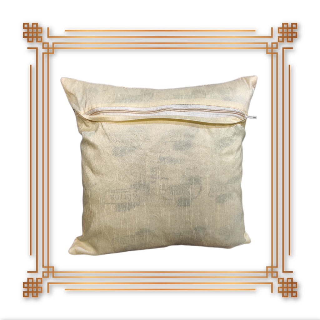 Antique Designer Golden Zari Flower Broket Beautiful Cushion Cover