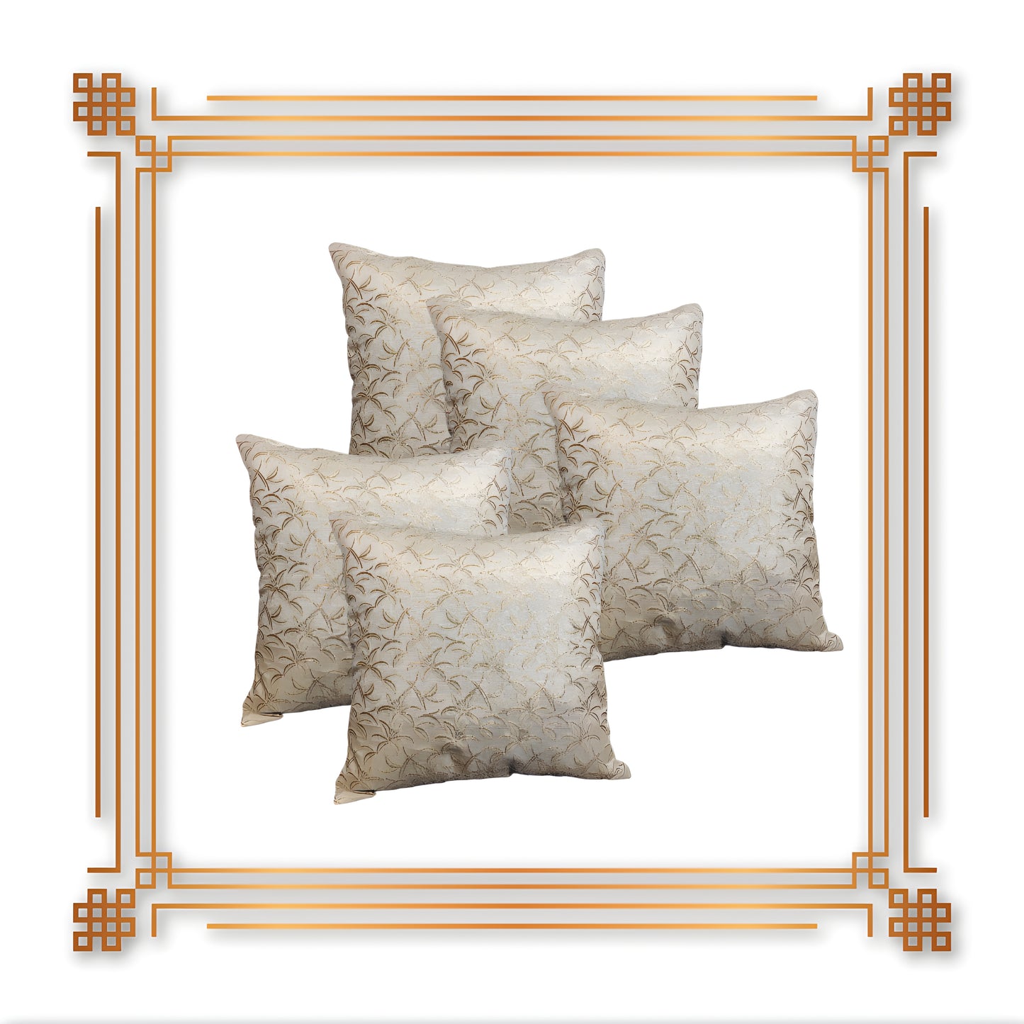 Antique Designer Golden Zari Flower Broket Beautiful Cushion Cover