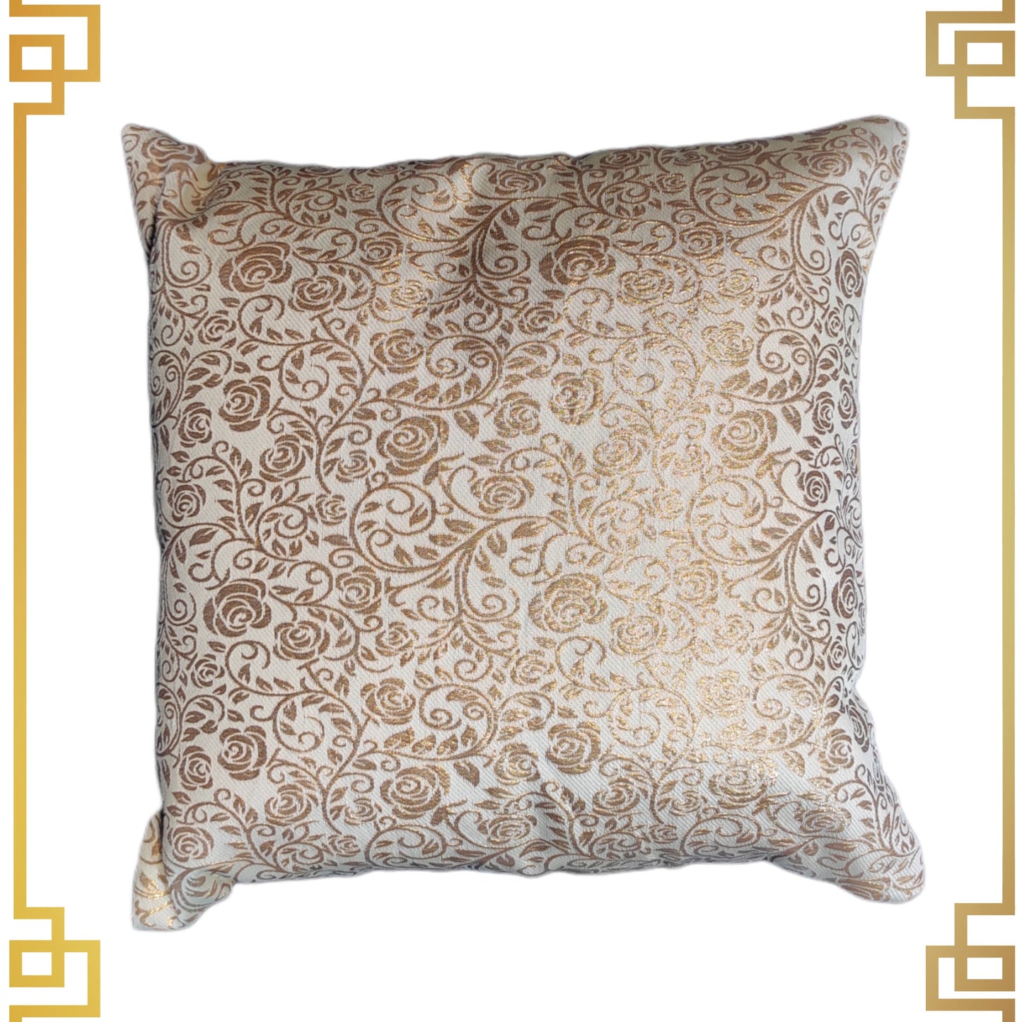 Golden Zari Flower Broket Beautiful Cushion Cover