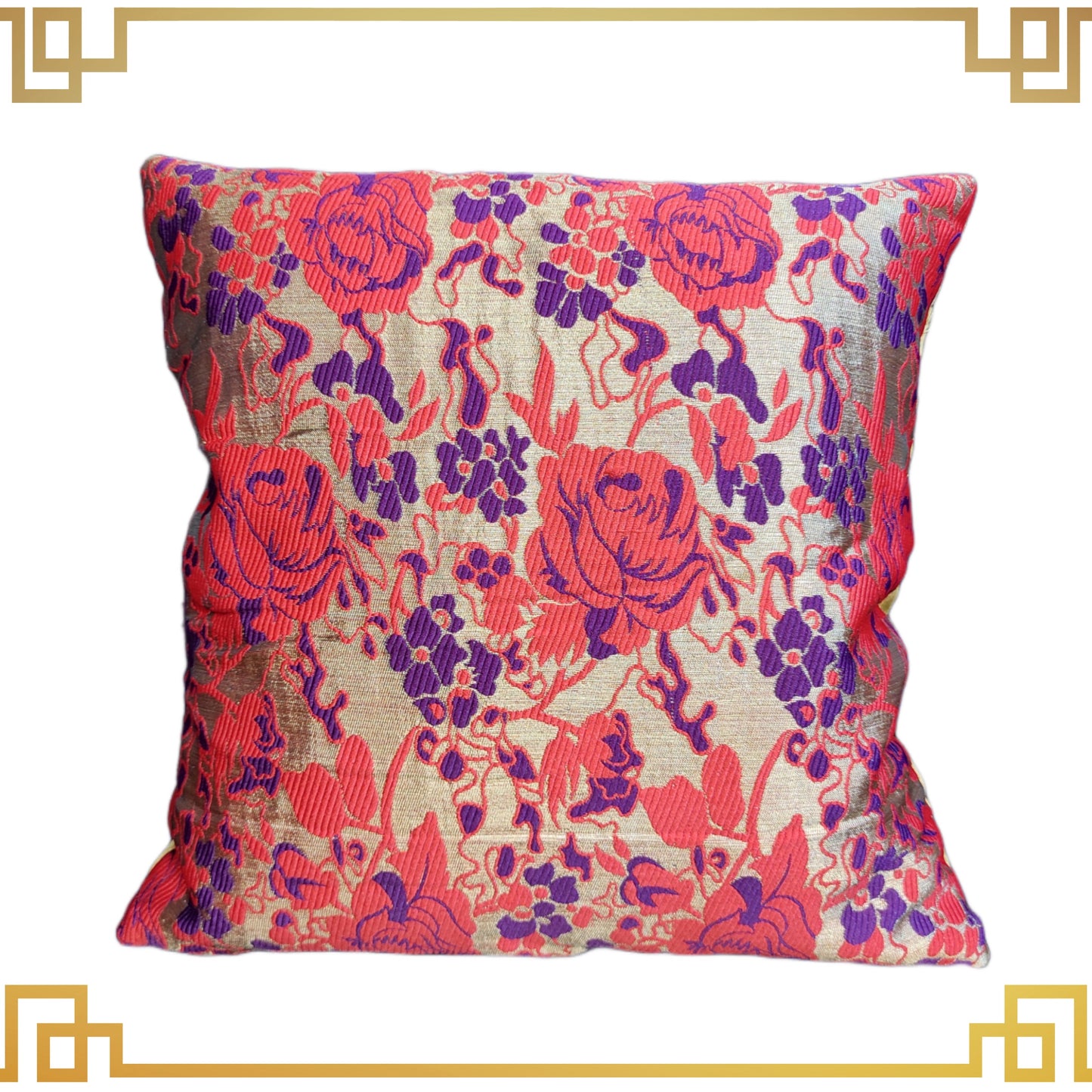 Designer Zari Flower Broket Sofa Cushion Cover
