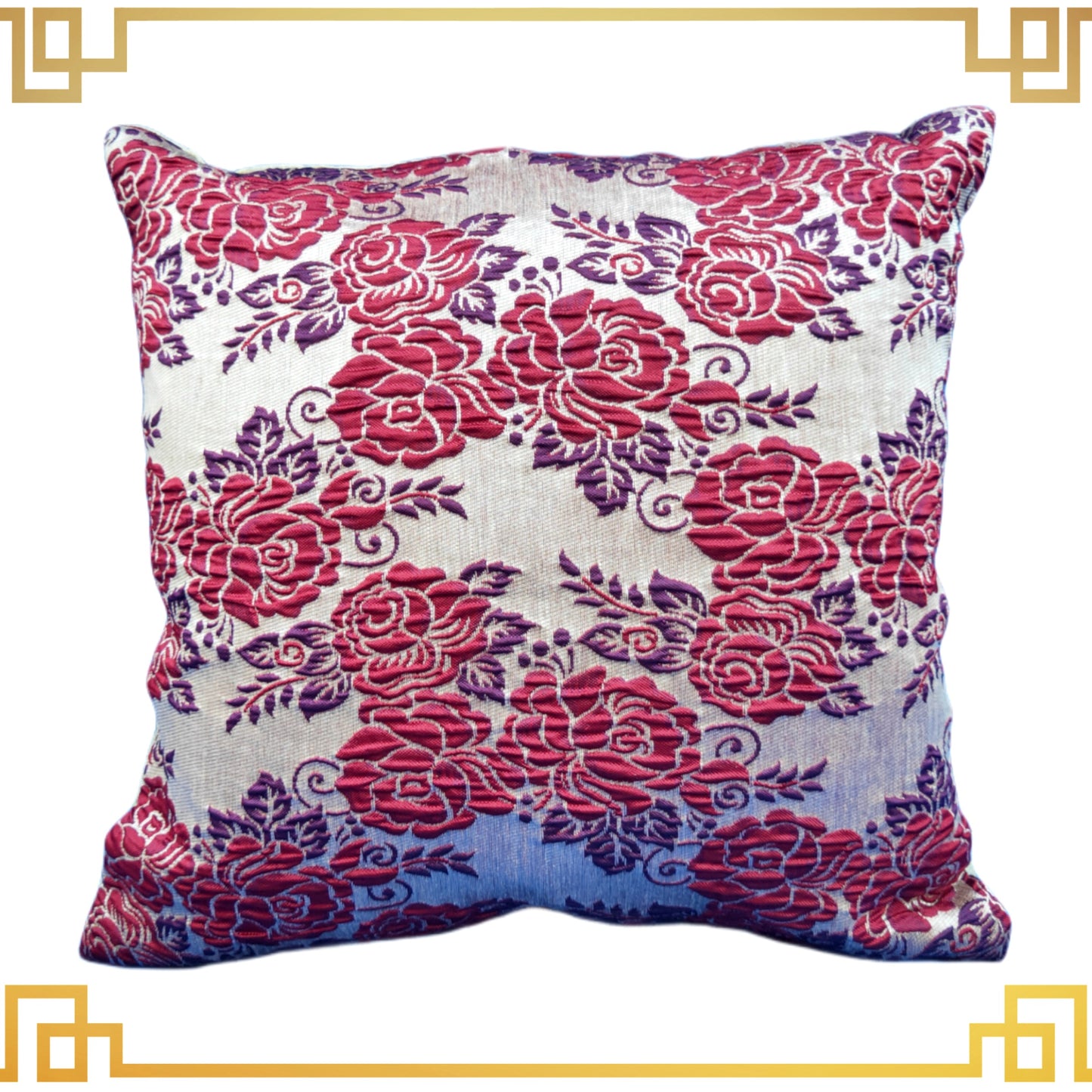 Beautiful Zari Flower Broket Sofa Cushion Cover