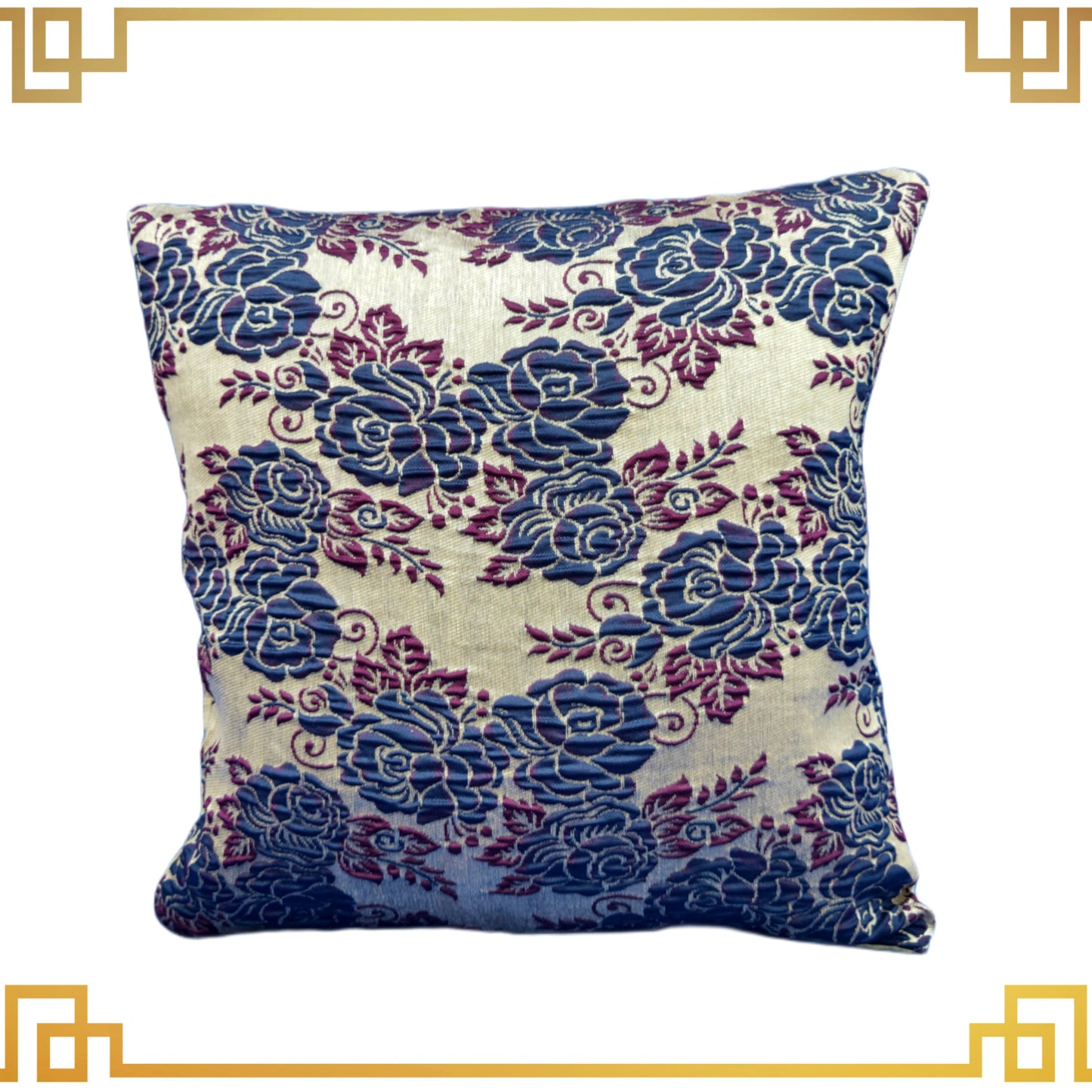 Beautiful Zari Flower Broket Sofa Cushion Cover