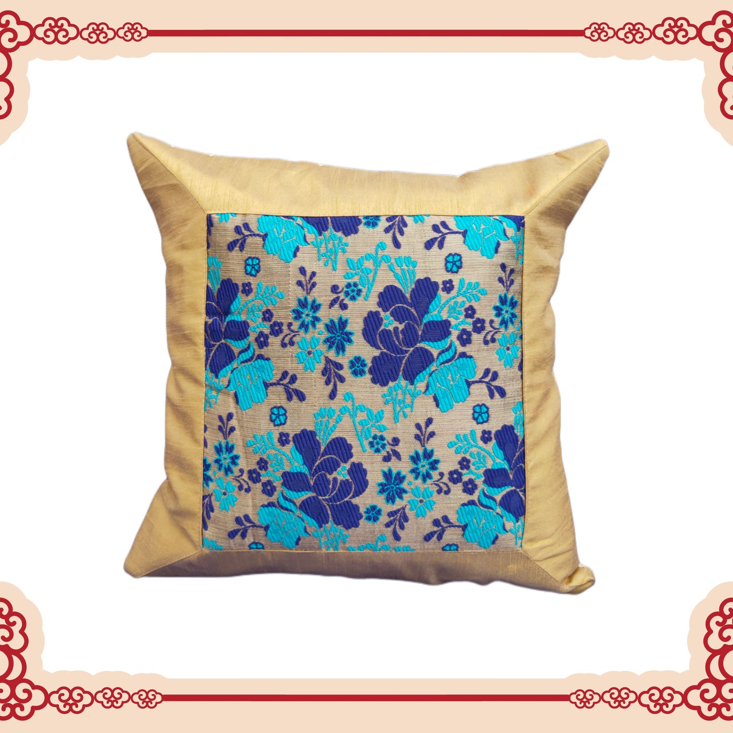 Beautiful Zari Flower Broket With Border Cushion Covers