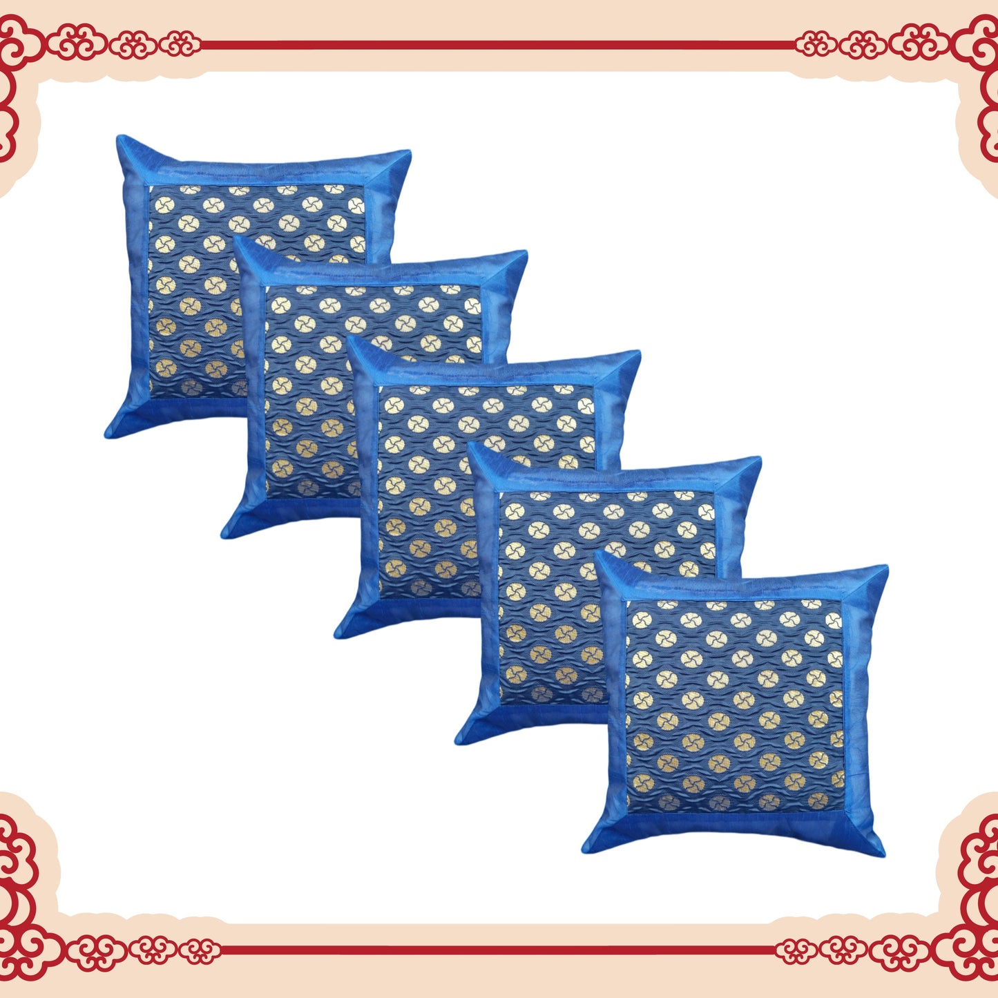 Designer Zari Goli Broket With Border Cushion Covers