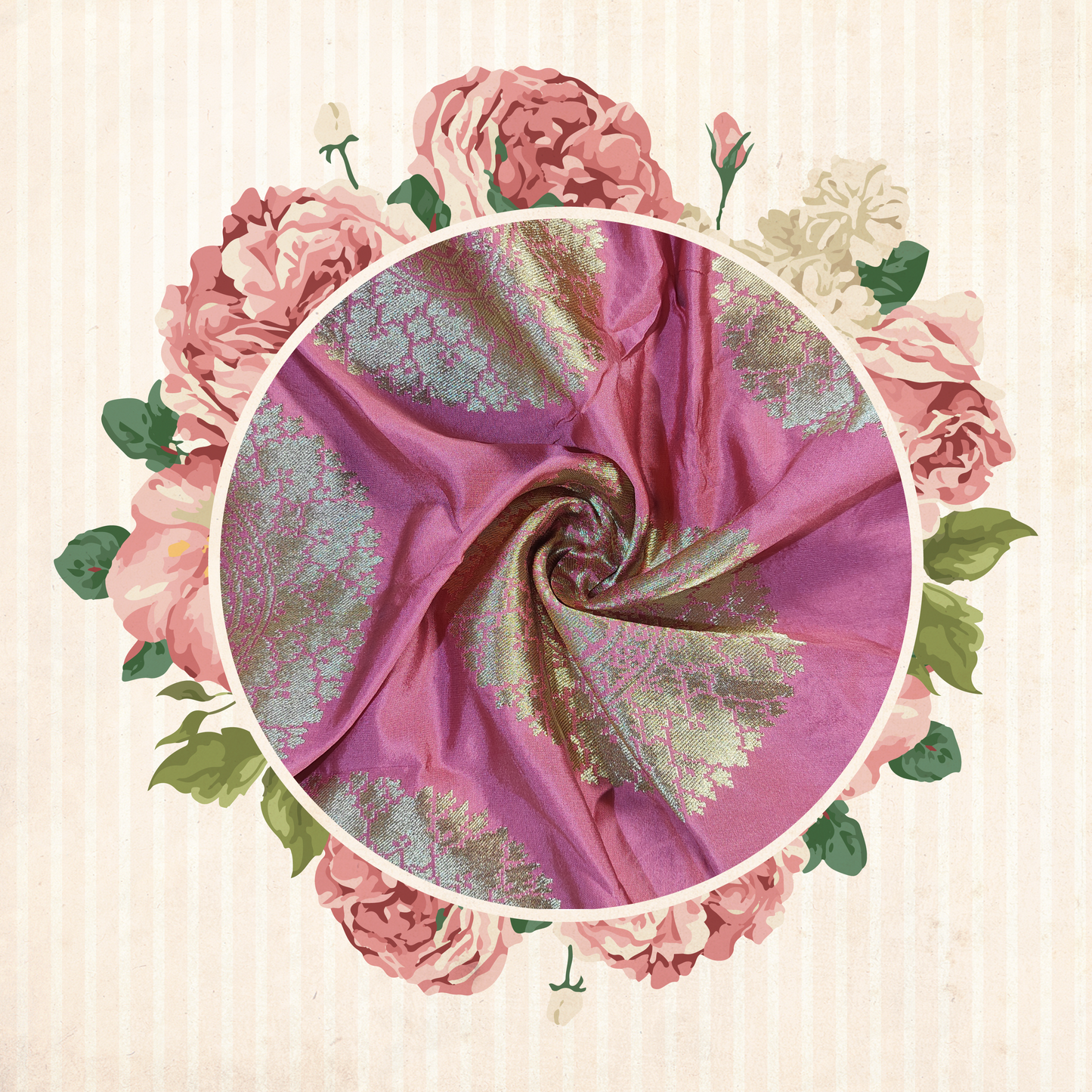 Silk Brocade Jacquard Gola Fabric (Price For 6 meter)