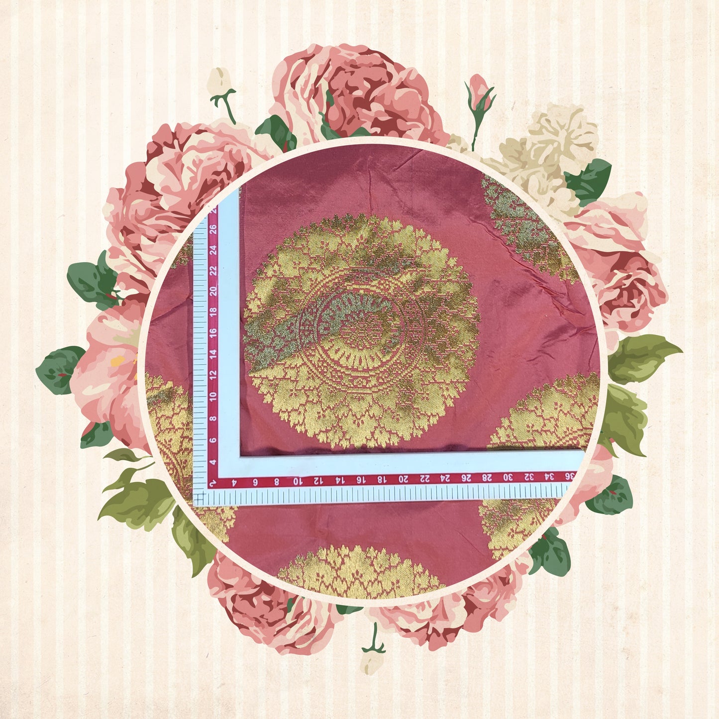 Silk Brocade Jacquard Gola Fabric (Price For 6 meter)