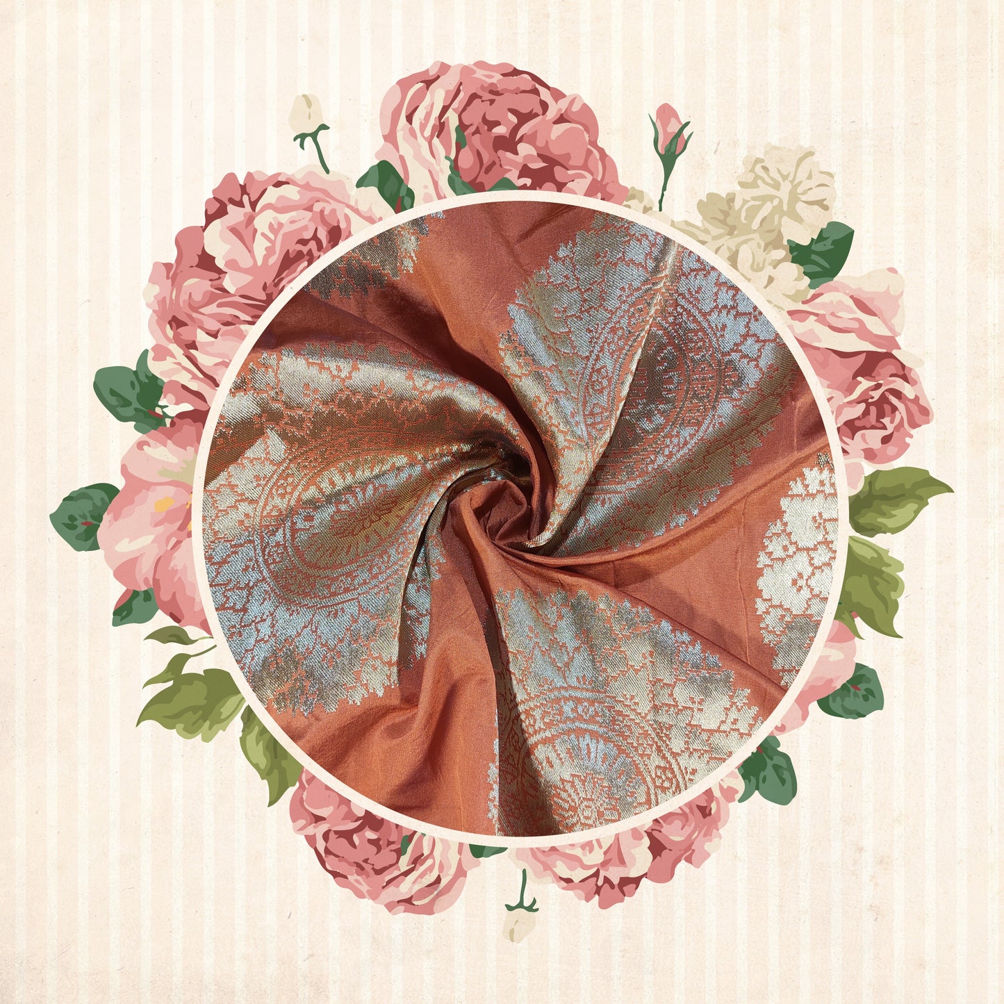 Lovely Silk Brocade Jacquard Gola Fabric (Price For 6 meter)